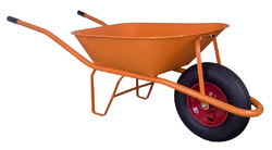 Stavební kolečko - objem 60 l, kolo nafukovací s ložisky, oranžová korba + rám