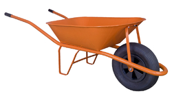 Stavební kolečko - objem 60 l, kolo nafukovací, oranžová korba + rám