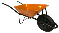 Stavební kolečko - objem 60 l, kolo nafukovací, oranžová korba